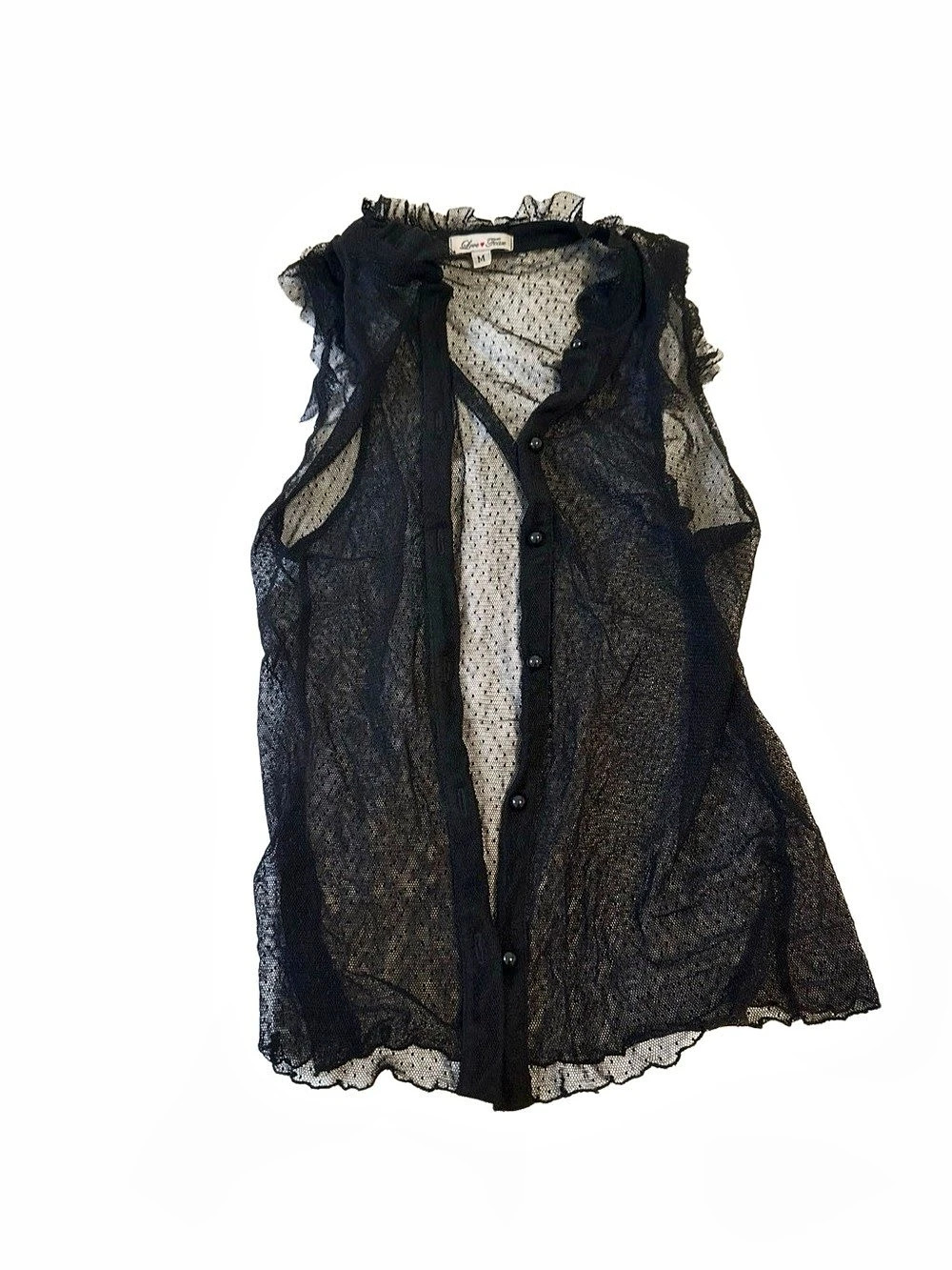 Love Tease Black Sheer Mesh Cardigan Vest – Size M Like New